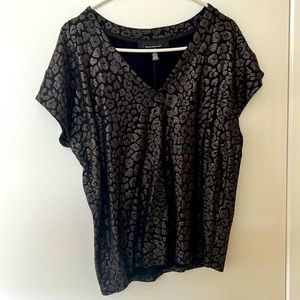 White House Black Market Leopard Print Metallic Top